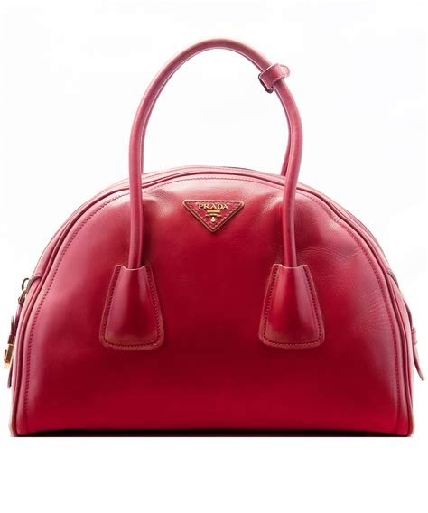 prada bowler bag red|Prada leather bowling bag.